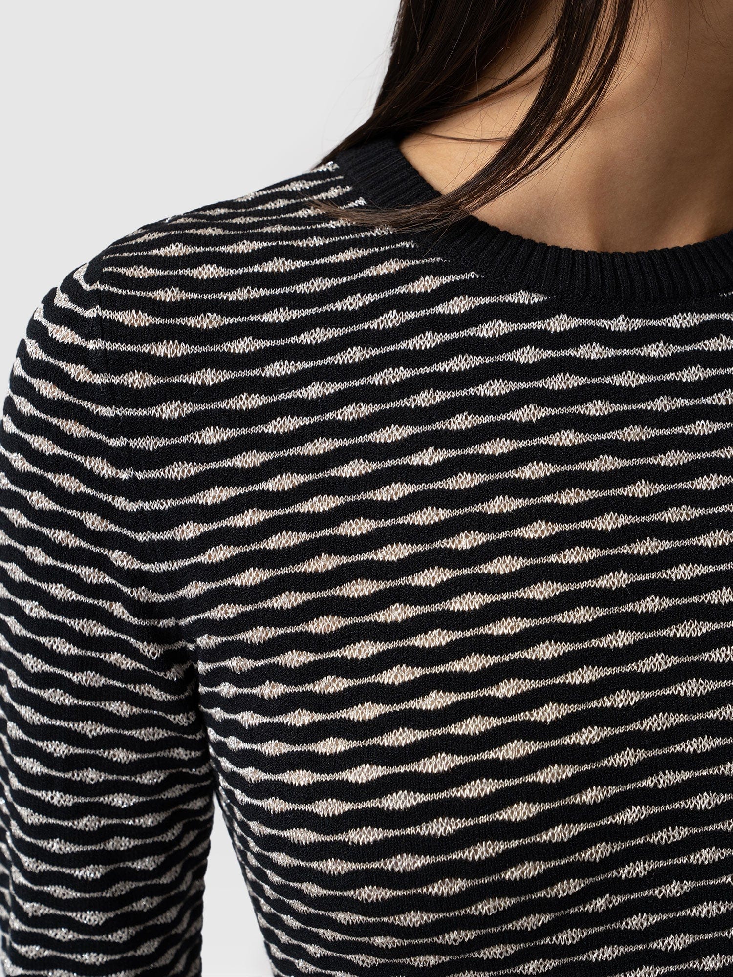 Jolie Wave Sweater Black/Cream - Women's Jumpers | Saint + Sofia® UK